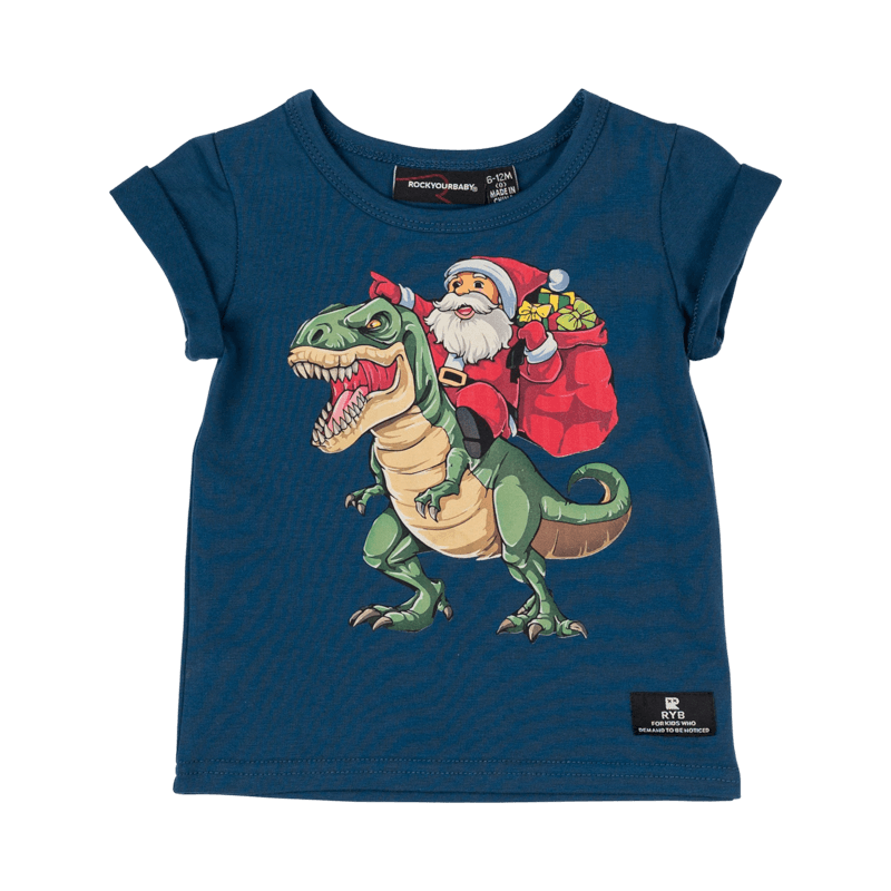 Rock your baby Dino Sleigh Baby T-Shirt in Navy