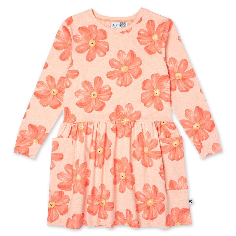 Minti Friendly Flower Dress in Peach Marle