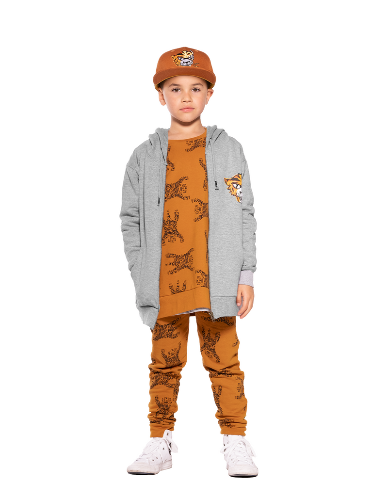 Band of boys Fleece  Crew Jumper Easy Tiger Repeat Ochre in brown