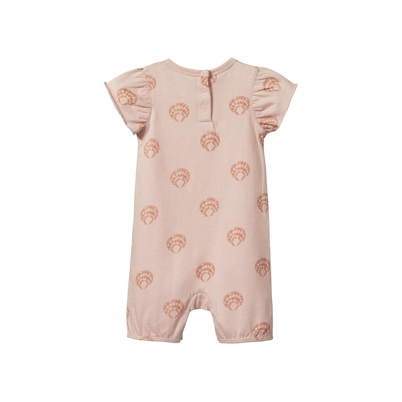 Nature Baby Tilly suit scallop shell rose dust print in pink