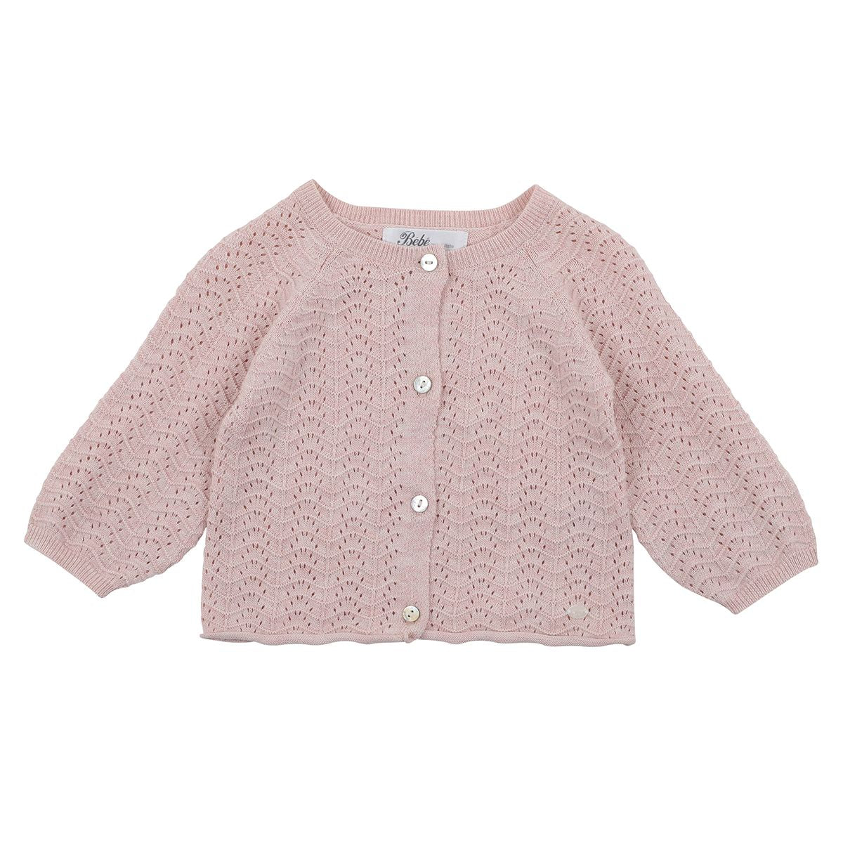 Bebe pointelle cardigan in dusty pink