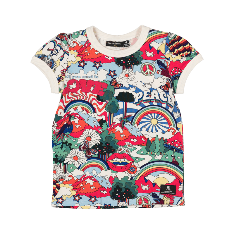 Rock your baby all you need is love ss ringer t-shirt in multicolour