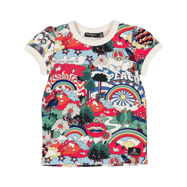 Rock your baby all you need is love ss ringer t-shirt in multicolour