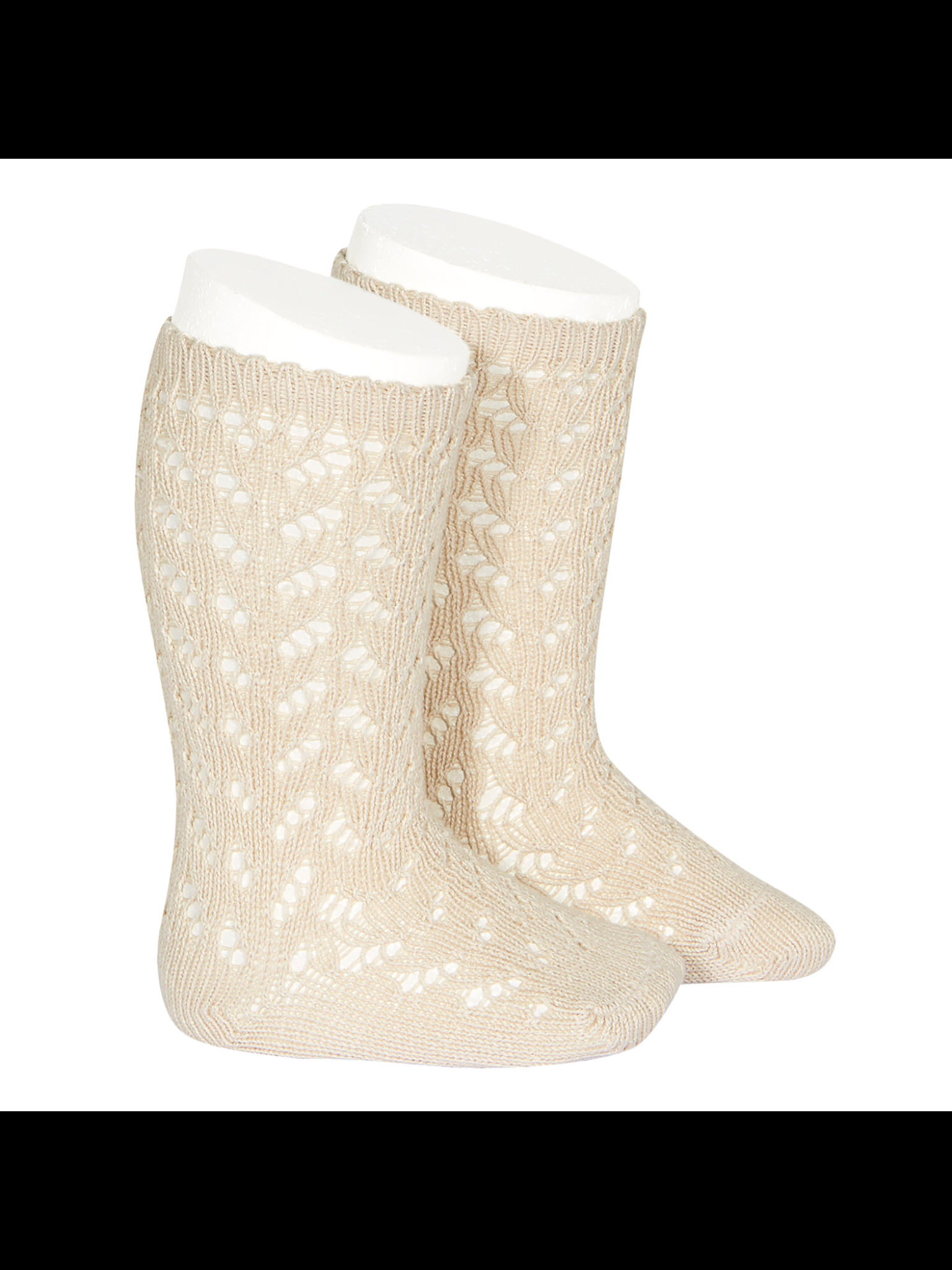 Condor open lacework childrens knee high socks - Natural