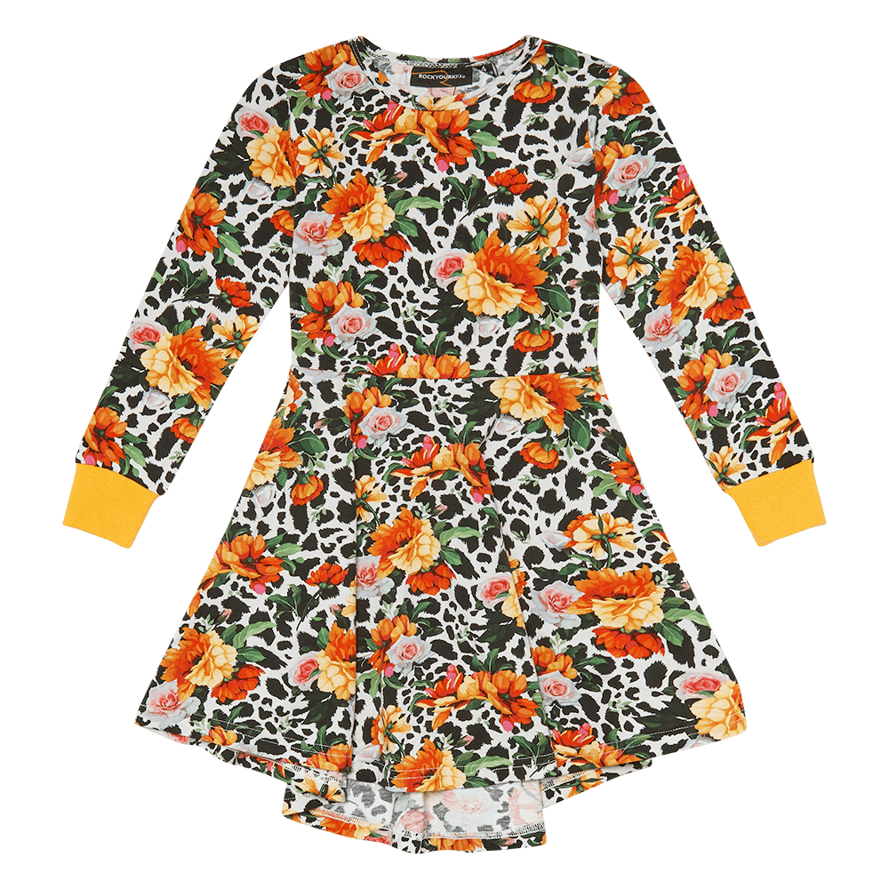 Rock Your Baby Snow Leopard Floral Waisted Dress