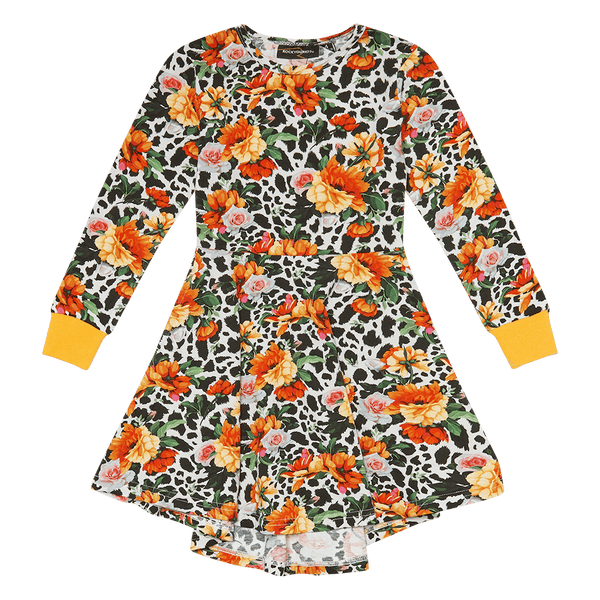 Rock Your Baby Snow Leopard Floral Waisted Dress