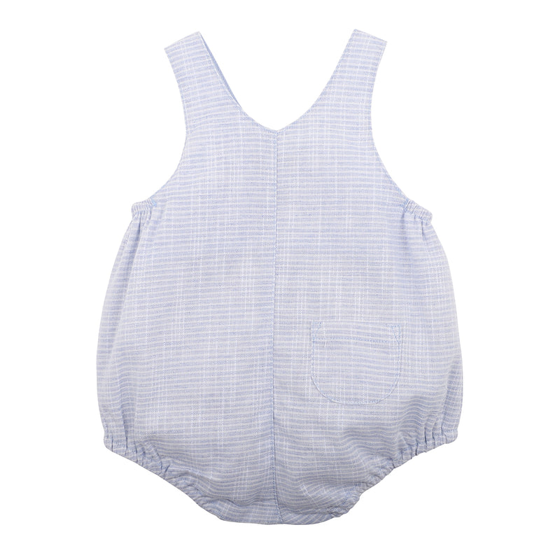 Bebe Edward button front bodysuit in blue stripe