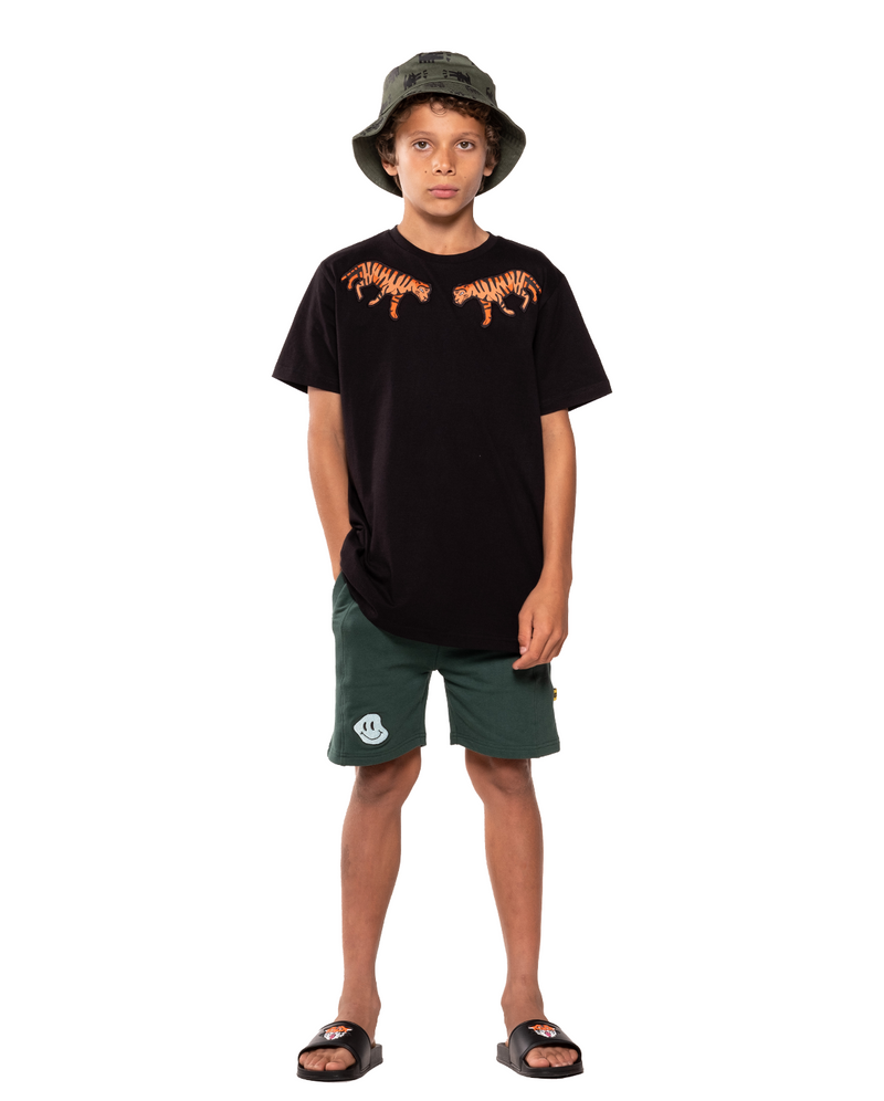 Band of Boys Embroidered oversized tigers tee in black