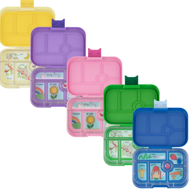 YumBox ORIGINAL Bento Lunch Box Funny Monsters Tray in True Blue Kids