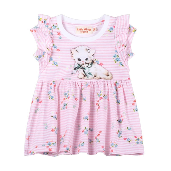 Paper Wings Frilled T-Shirt Dress Sweet Kitten