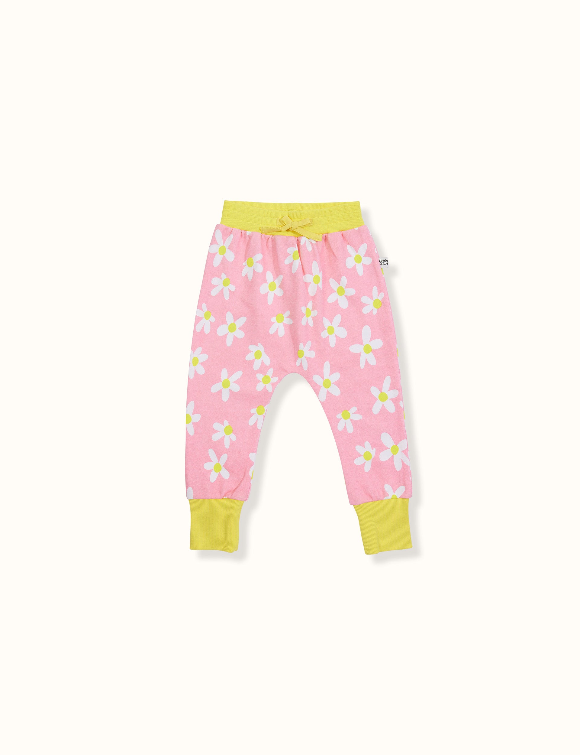 Goldie & Ace Dahlia Daisy Terry Sweatpants Pink Multi in Pink