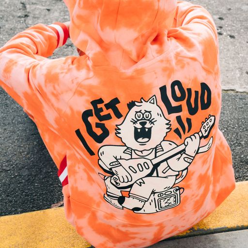 Band of Boys tie dye fleece hood jumper get loud in orange