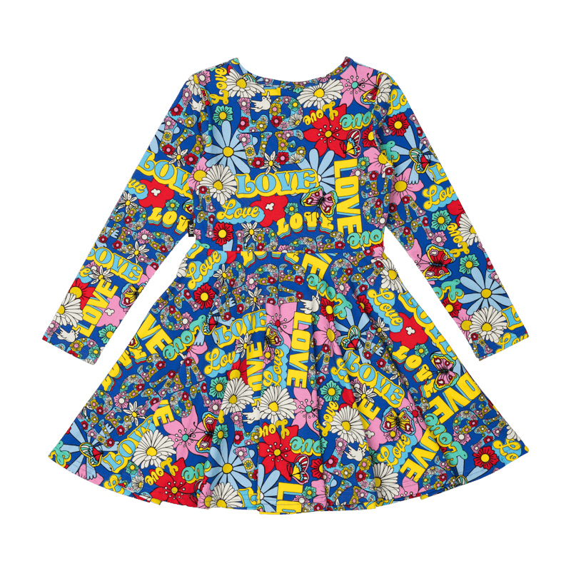 Rock Your Baby Love Long Sleeve Waisted Dress in Multi