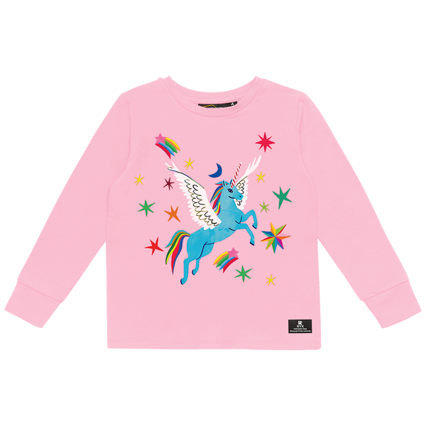 Rock Your Baby Rainbow Pegasus T-Shirt in pink