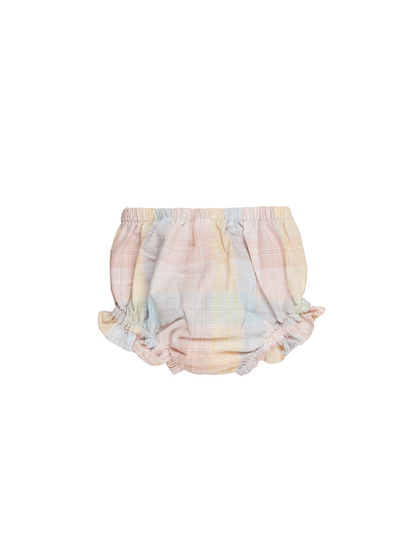 Huxbaby Rainbow Frill Bloomer Rainbow Check in Multicolour