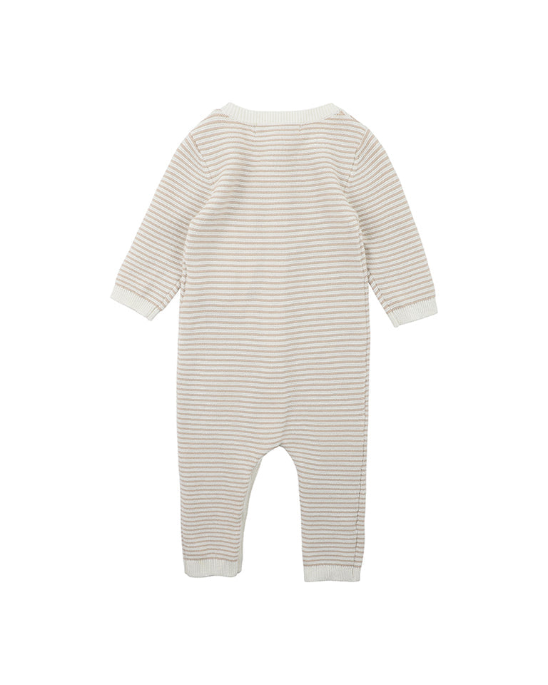 Bebe stripe romper in beige stripe