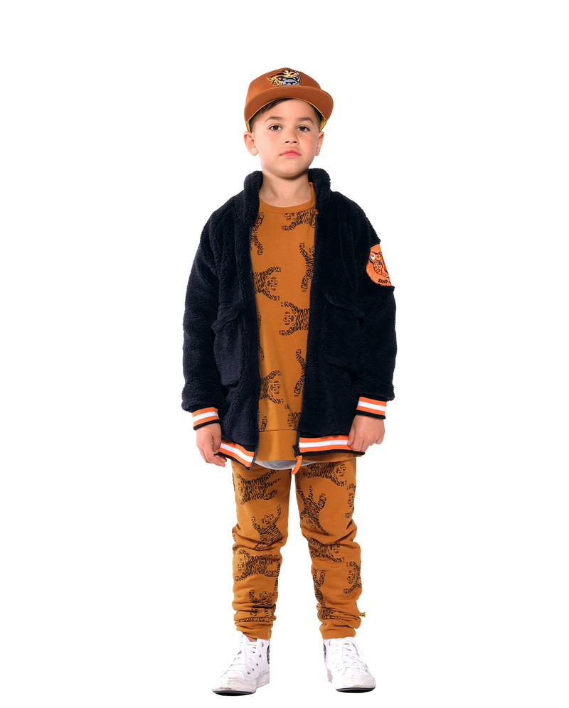 Band of boys Fleece  Crew Jumper Easy Tiger Repeat Ochre in brown