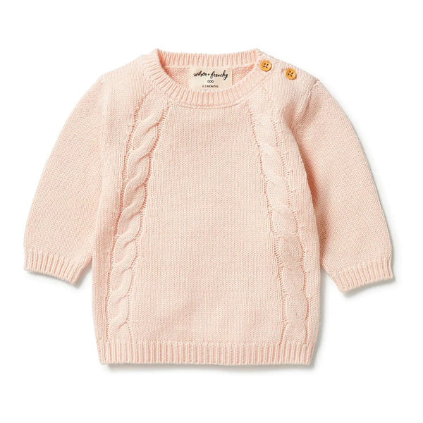 Wilson and Frenchy Knitted mini cable jumper blush in pink