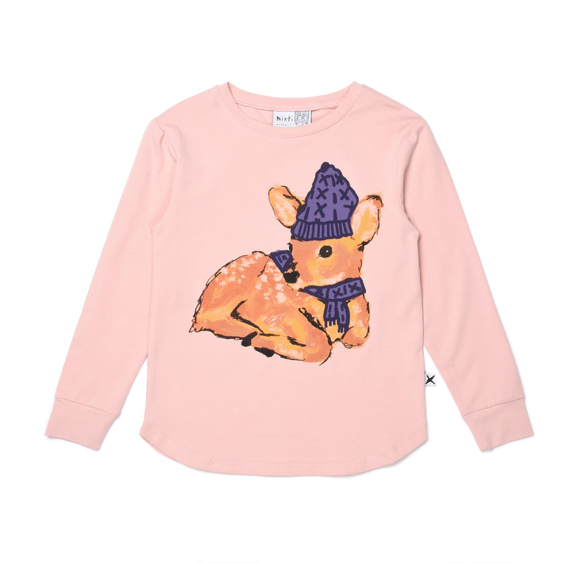 Minti Cosy Deer T-Shirt in Muted pink