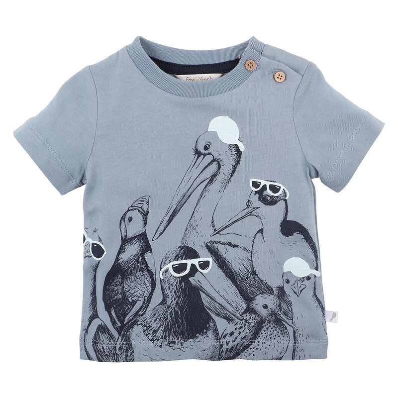 Fox & finch seaside bird t-shirt in blue