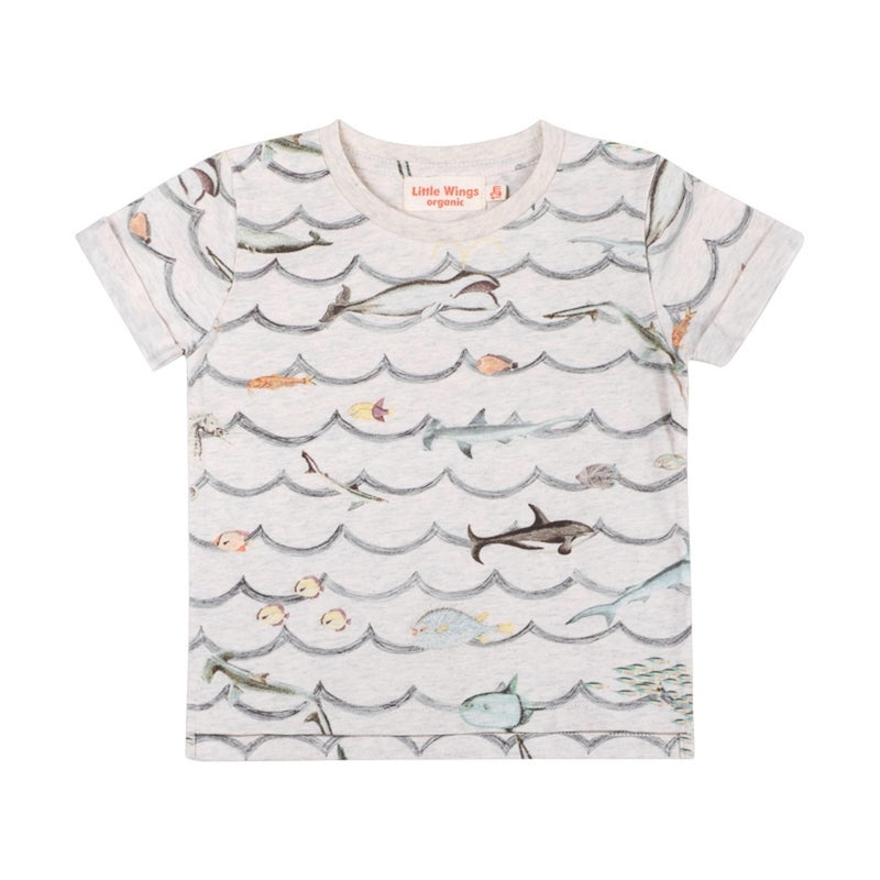Paper Wings baby Cuff T-Shirt Animal Waves