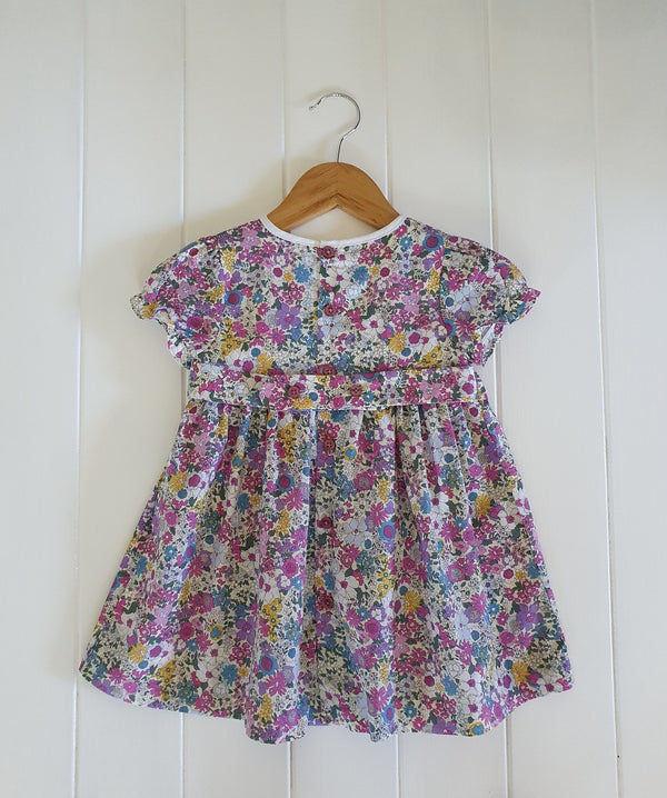 Smox Rox aster dress in white and purple floral