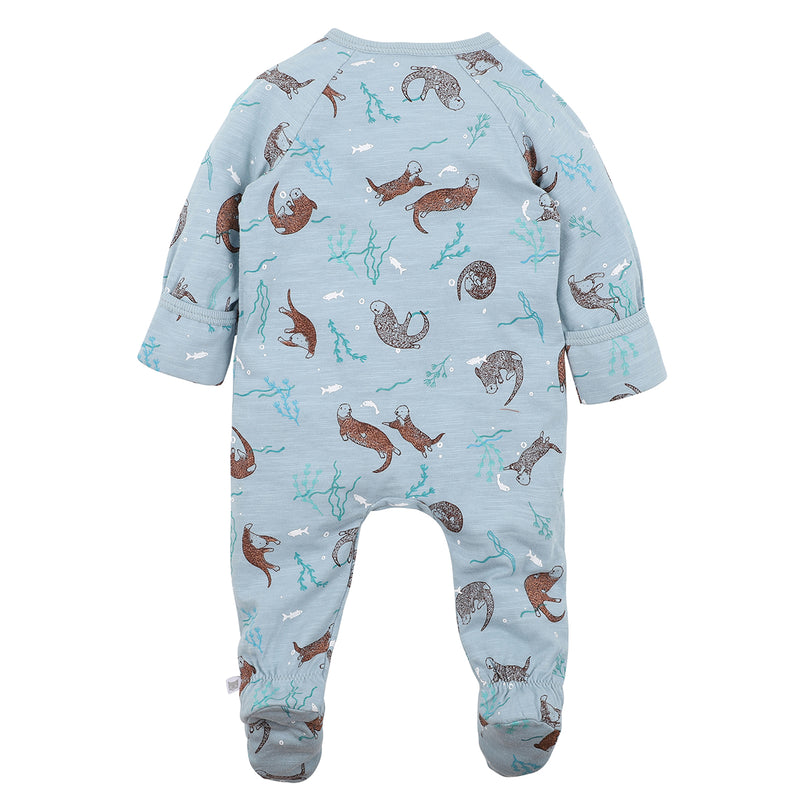 Fox & Finch otter zip onesie in blue