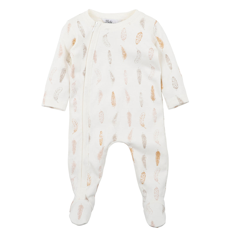 Bebe Taylor feather zip onesie