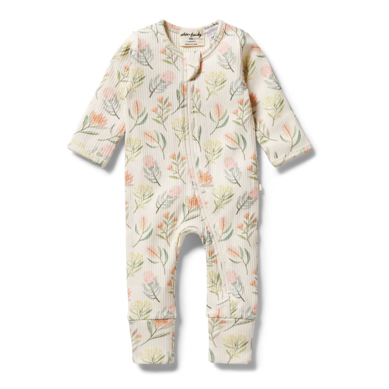 Wilson & Frenchy Organic zipsuit with feet Pretty Floral