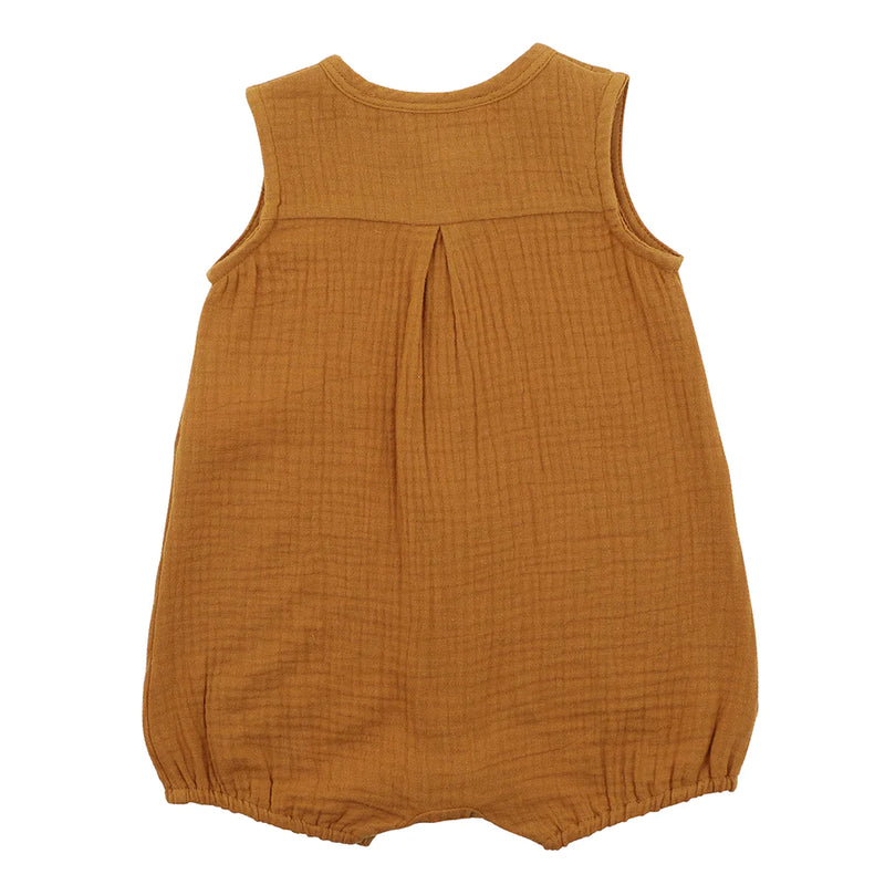 Bebe cinnamon crinkle romper in brown