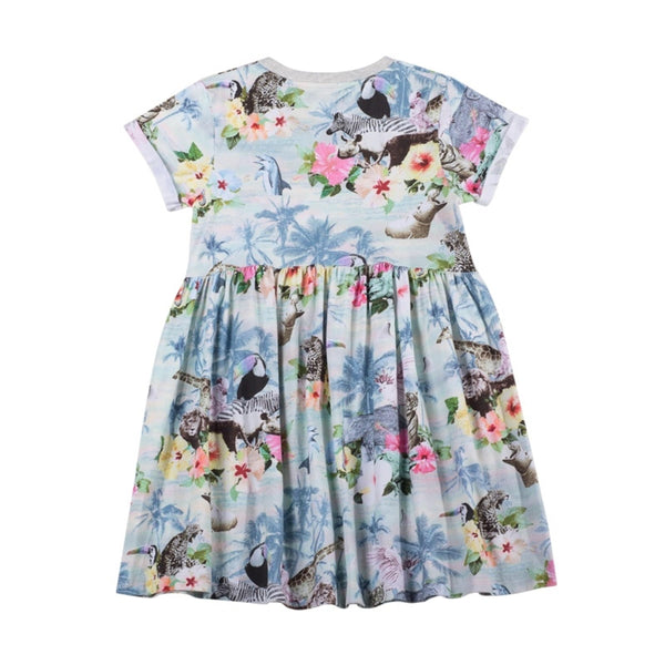 Paper Wings Cuff T-Shirt Dress Hawaiian Print