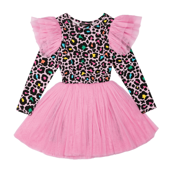 Rock Your Baby Blondie Ruffle Long Sleeve Circus Dress in Multi