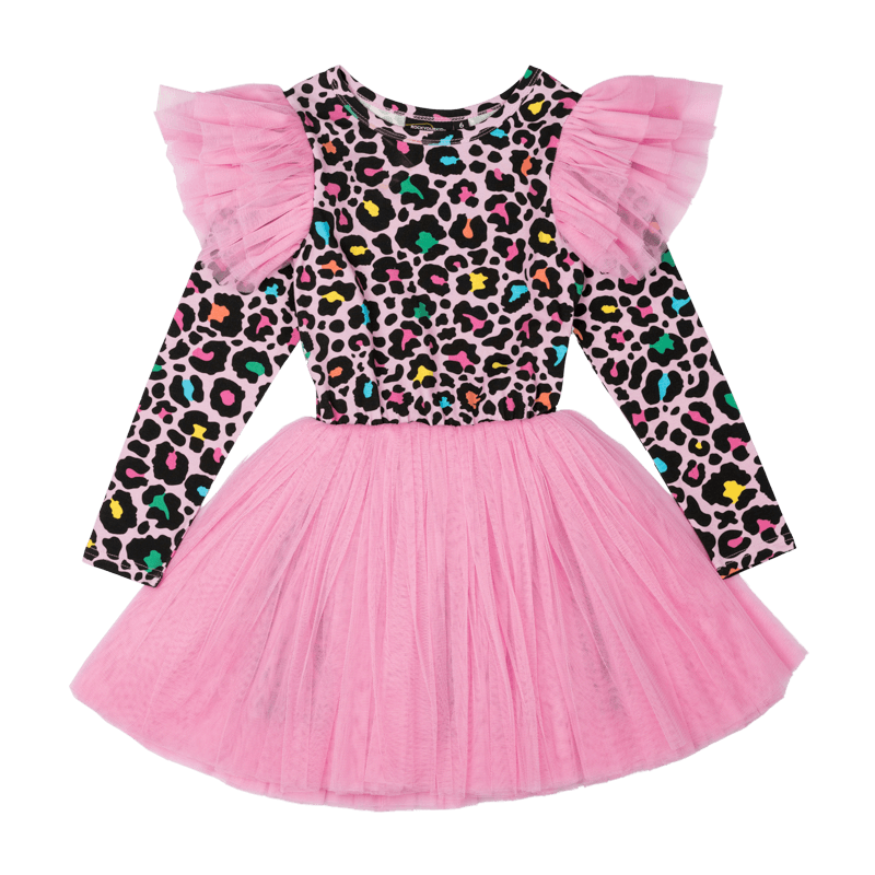 Rock Your Baby Blondie Ruffle Long Sleeve Circus Dress in Multi