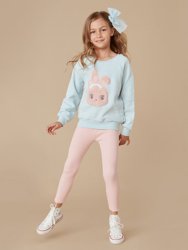 Huxbaby fur bunny sweatshirt sky in blue