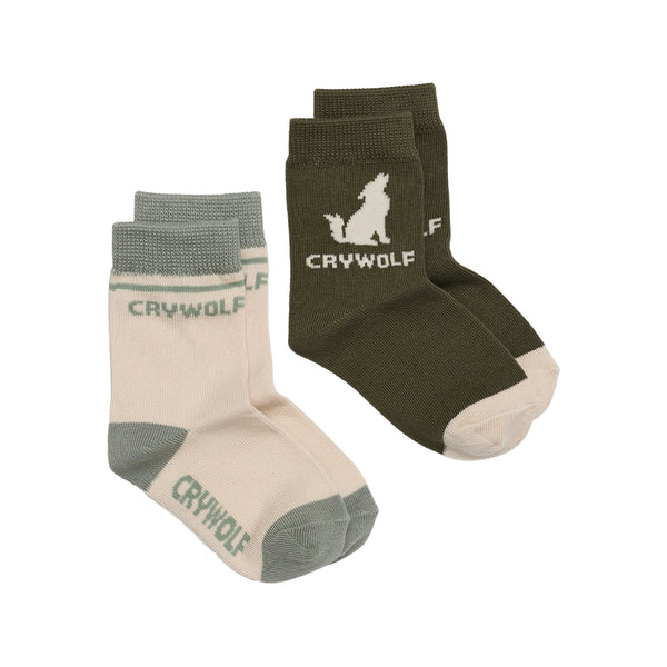 Crywolf Socks 2 pack in Khaki/Moss in Green