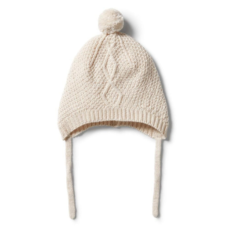 Wilson & Frenchy Knitted Cable Bonnet - Oatmeal Melange