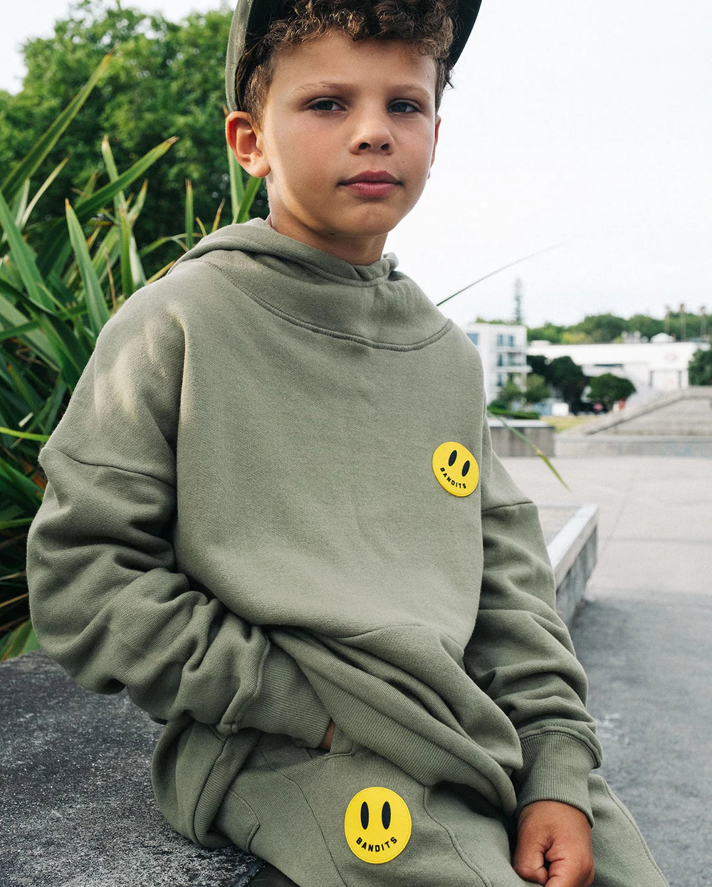 Bandits Band of Boys Smiley Fleece Moss Green Joggers in green