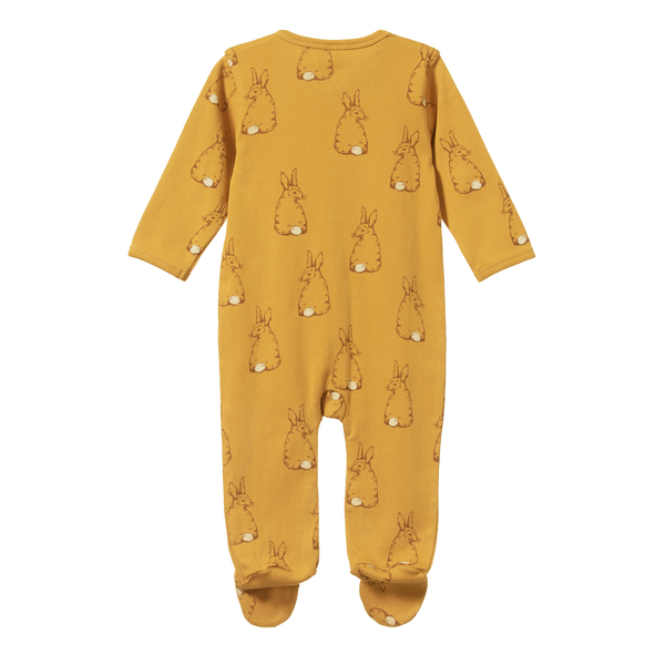 Nature Baby Cotton Stretch and grow onesie bunny tales saffron print
