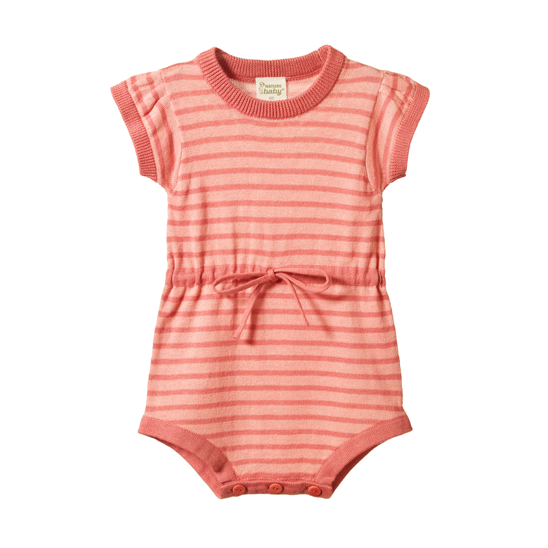 Nature Baby cotton Lottie Suit peony sailor stripe print in cream