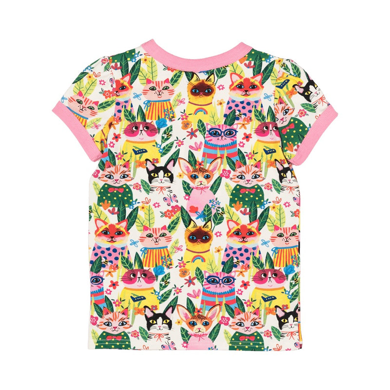 Rock your baby cool cats ringer t-shirt in multicolour