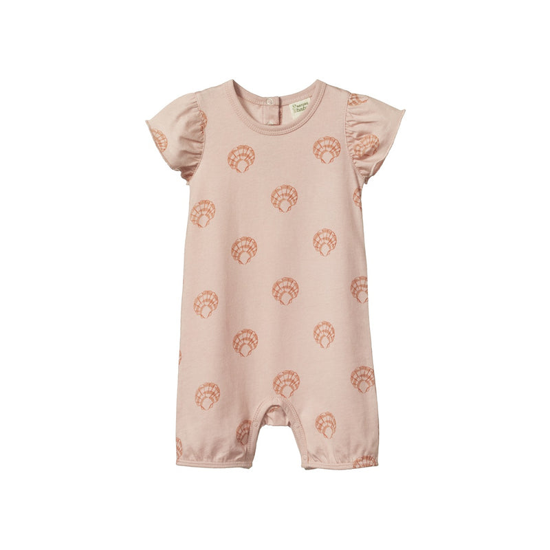 Nature Baby Tilly suit scallop shell rose dust print in pink