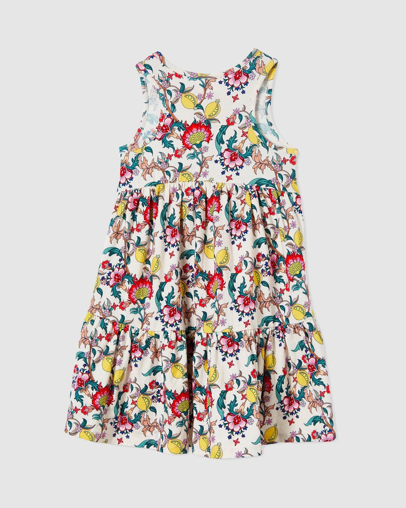 Milky citrus floral dress in multi colour print