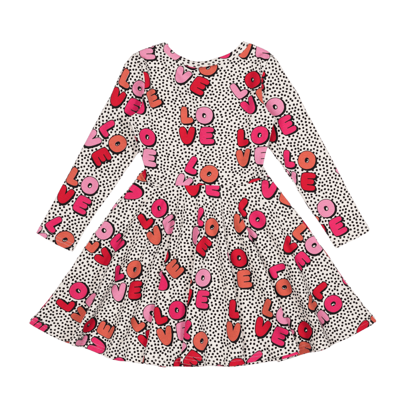 Rock your baby love LS waisted dress in multicolour