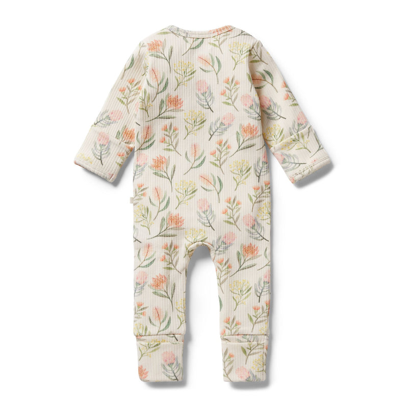 Wilson & Frenchy Organic zipsuit with feet Pretty Floral