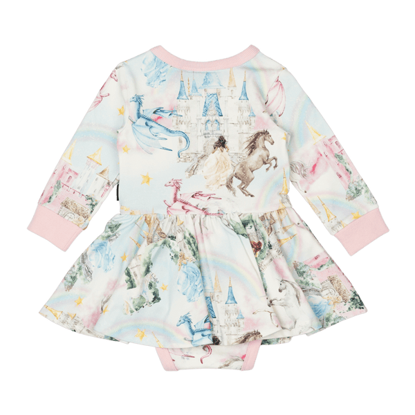 Rock Your Baby Fairy Tales Baby Long Sleeve Waisted Dress in Multi