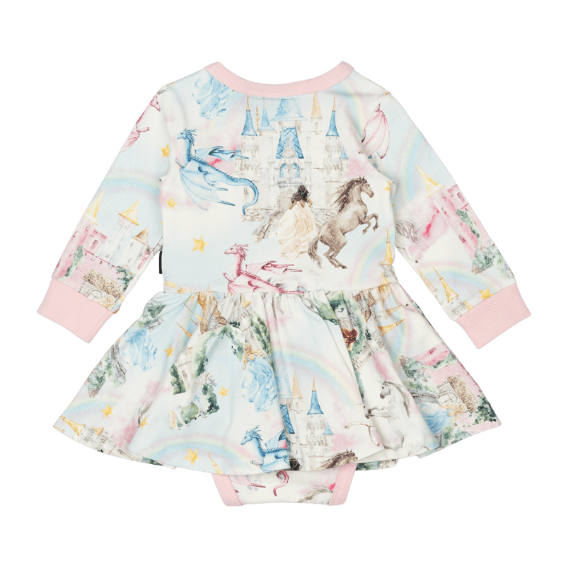 Rock Your Baby Fairy Tales Baby Long Sleeve Waisted Dress in Multi