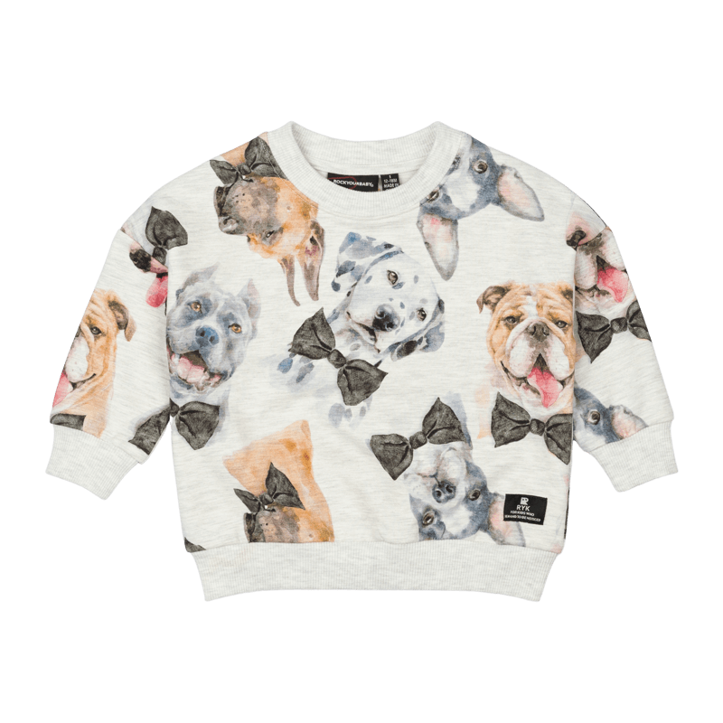 Rock Your Baby Black Tie Pups Baby Sweatshirt in Multi