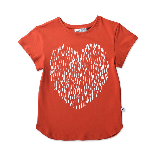 Minti Dash Heart Tee Tangerine in Orange