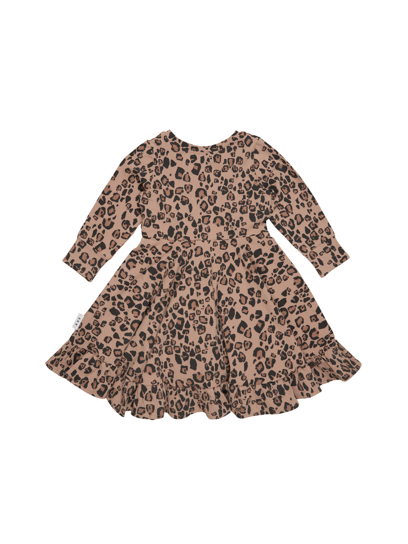 Huxbaby Jaguar long sleeve swing dress maple sugar in brown