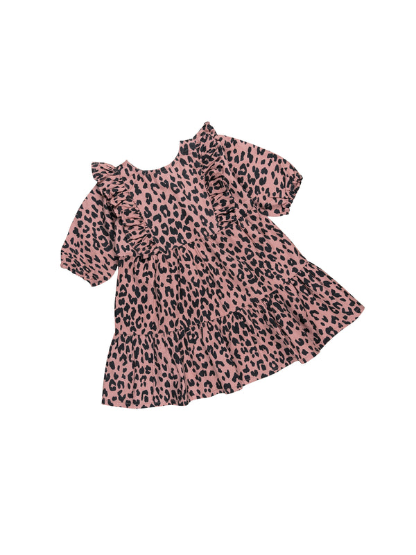 Huxbaby leopard zoe dress dusty rose in pink